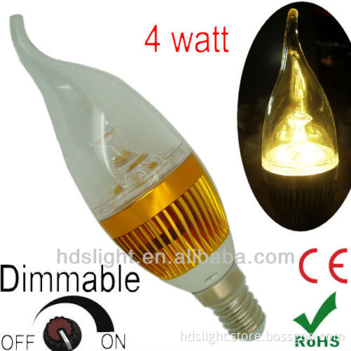 PC cover with light guide 4w led e14 candle dimmable